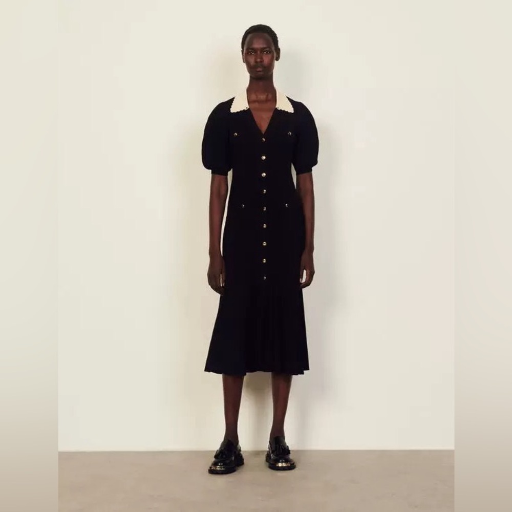 Sandro Lauralie Collared Midi Dress size 36